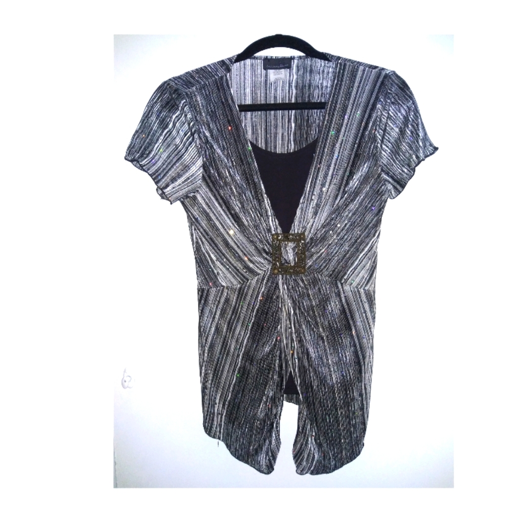 Brittany black top holiday form-fitting sparkles